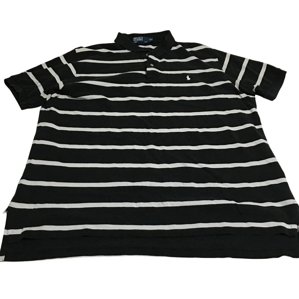 Polo Ralph Lauren Polo Shirt Mens 2XL Black Striped Preppy